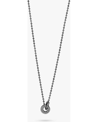 Emporio Armani Interlink Pendant Beaded Chain Necklace - Metallic