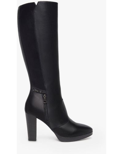 Nero Giardini Leather High Heel Knee High Boots - Black