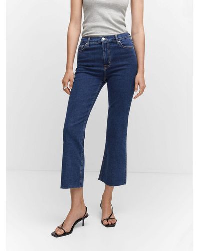 Mango Sienne Cropped Flared Jeans - Blue