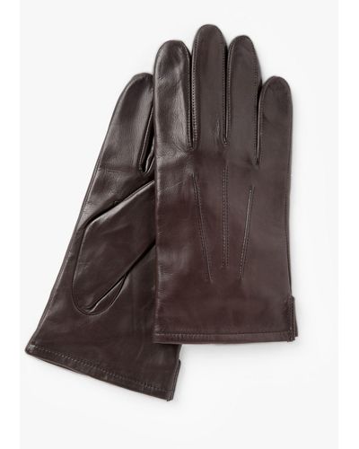 John Lewis Fleece Leather Gloves - Brown