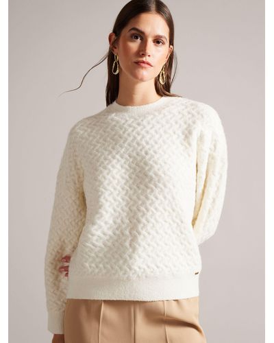 Ted Baker Morlea Horizontal Cable Knit Easy Fit Jumper - Natural