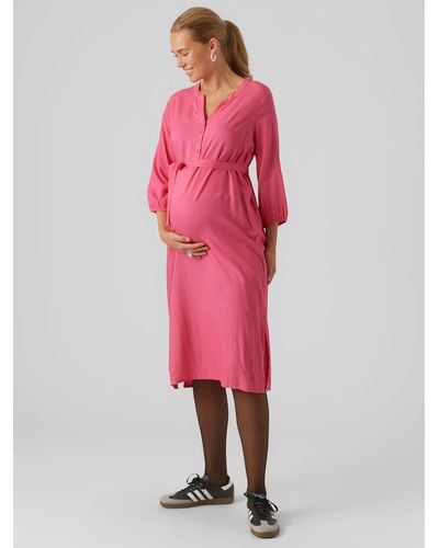 Mama.licious Misty Lia Shirt Maternity Dress - Pink