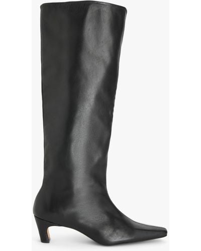John Lewis Sydnie Leather Chisel Toe Pull On Knee Boots - Black