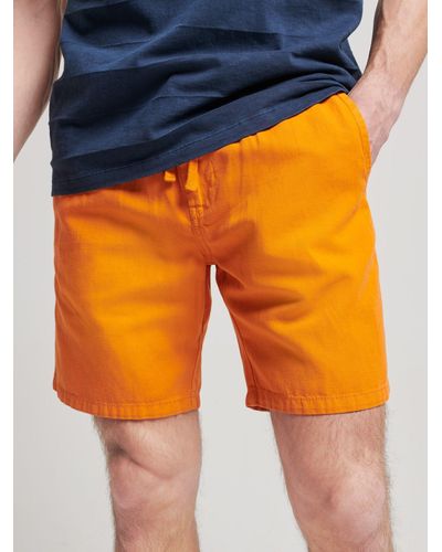 Superdry Linen And Organic Cotton Blend Vintage Overdyed Shorts - Orange