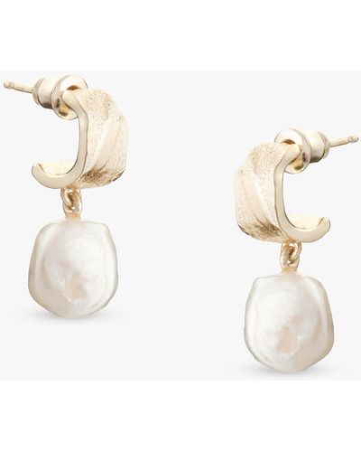 Tutti & Co Drop Pearl Huggie Earrings - Metallic