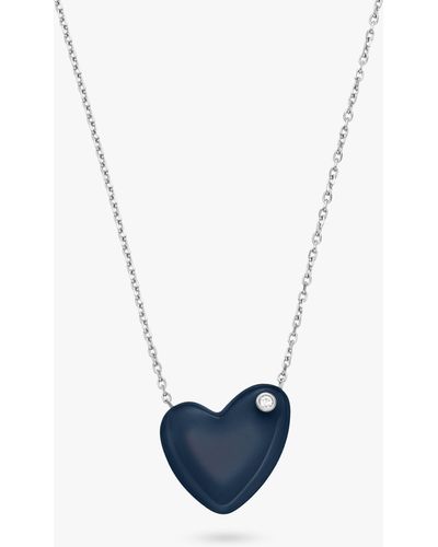 Skagen Glass Heart Pendant Necklace - White