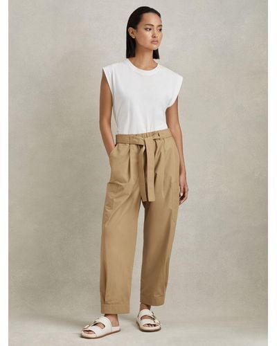 Reiss Delia Tapered Parachute Cargo Trousers - Natural