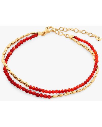 Monica Vinader Mini Nugget Gemstone Beaded Bracelet - Red