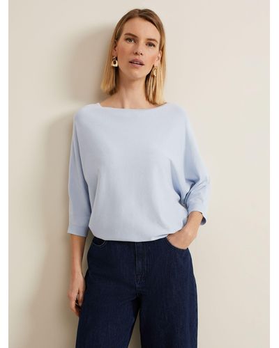 Phase Eight Cristine Fine Knit Batwing Jumper - Blue