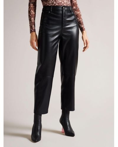 Ted Baker Plaider Faux Leather Trousers - Black