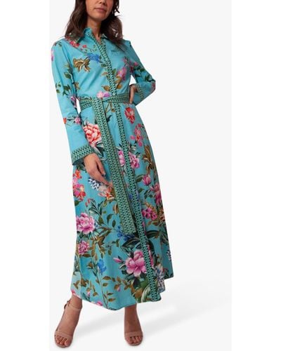 Raishma Olea Floral Print Maxi Dress - Blue