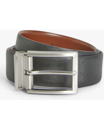 John Lewis Made In Italy Reversible Leather Jeans Belt - Grey