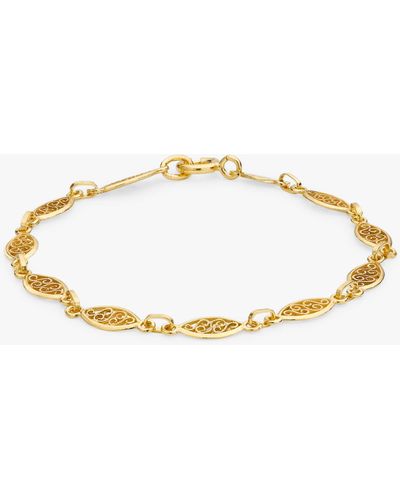 Ib&b 18ct Yellow Gold Filigree Oval Chain Bracelet - Metallic