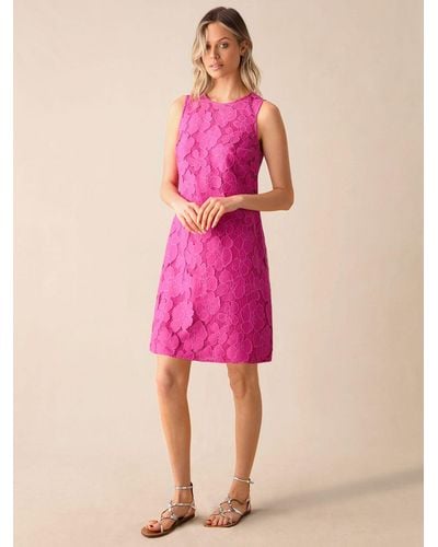 Ro&zo Floral Lace Mini Shift Dress - Pink