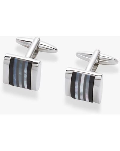 John Lewis Striped Mother Of Pearl & Onyx Cufflinks - White