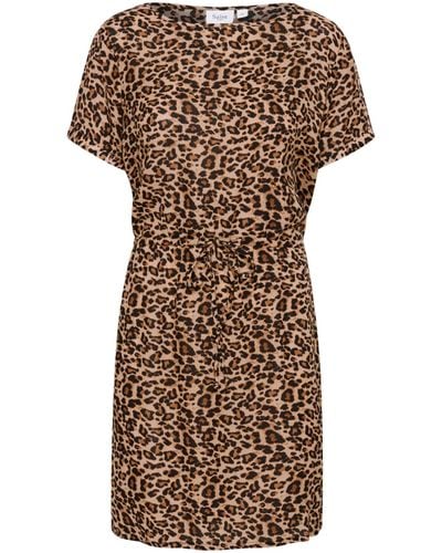 Saint Tropez Zala Short Sleeve Leopard Print Mini Dress - Brown