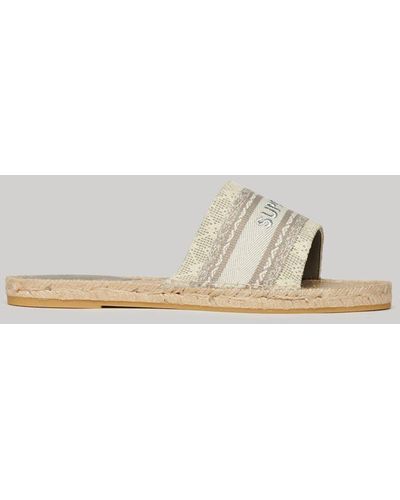 Superdry Lace Overlay Canvas Espadrille Sliders - Multicolour