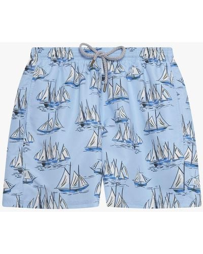 Trotters Sailboat Swim Shorts - Blue
