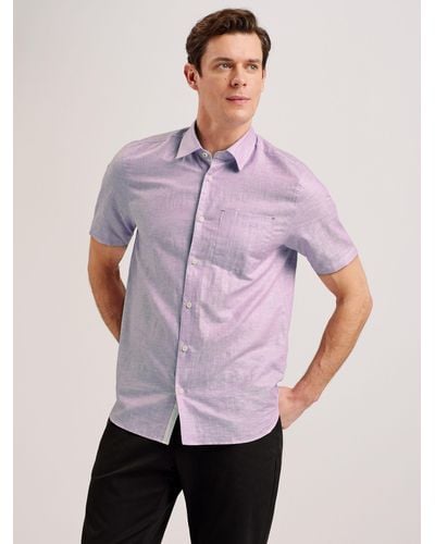 Ted Baker Palomas Short Sleeve Shirt - Purple