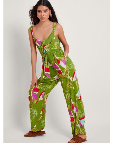 Monsoon Amina Floral Jumpsuit Green