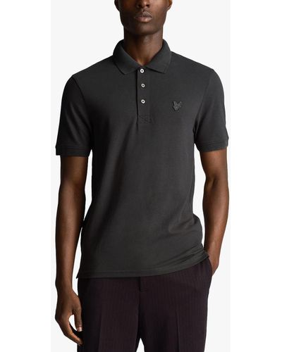 Lyle & Scott Tonal Logo Short Sleeve Polo Shirt - Black