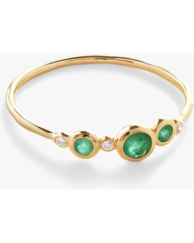 Monica Vinader Emerald & Diamond Cluster Ring - Green