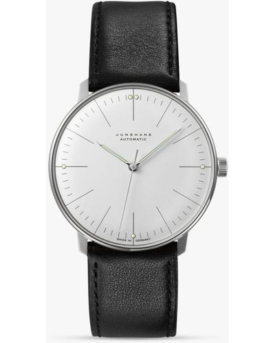 Junghans 27/3501.02 Max Bill Automatic Leather Strap Watch - White