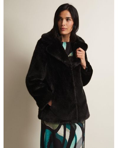 Phase Eight Megan Short Faux Fur Coat - Black
