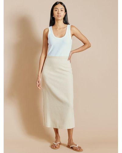 Albaray Linen Twill Blend Midi Pencil Skirt - Natural