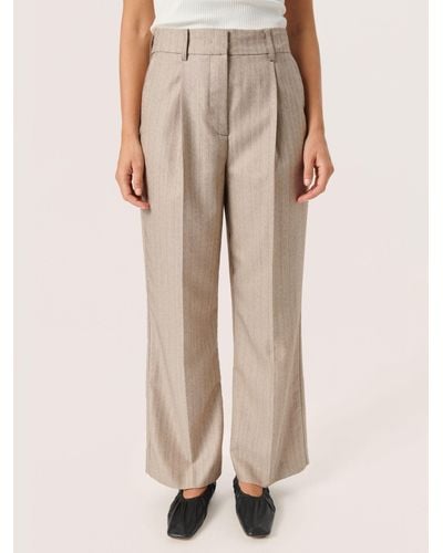 Soaked In Luxury Charvi Pinstripe Wide Leg Trousers - Natural