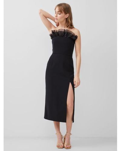 French Connection Echo Crepe Tulle Midi Dress - Blue