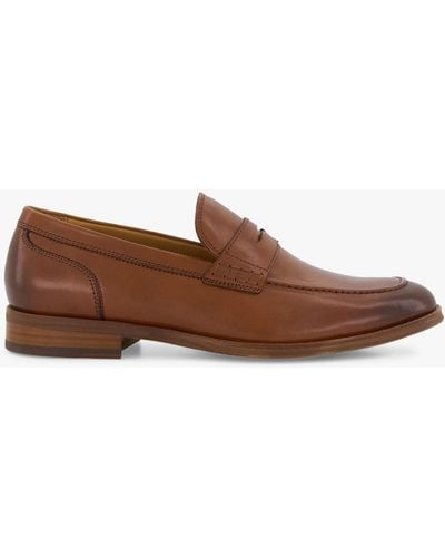 Dune Wide Fit Sulli Leather Penny Loafers - Brown