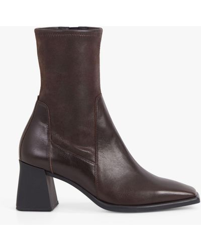 Vagabond Shoemakers Hedda Leather Square Toe Calf Boots - Brown