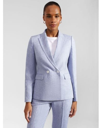 Hobbs Adina Cross Dye Linen Blazer - Blue