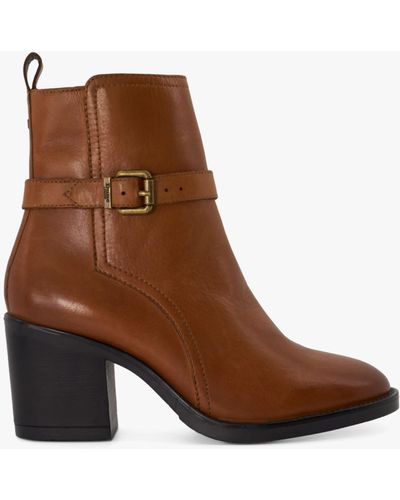 Dune Prance Buckle-embellished Leather Ankle Boots - Brown