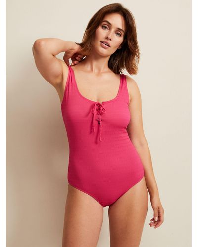 Phase Eight Ribbed Bow Front Swimsuit - Pink