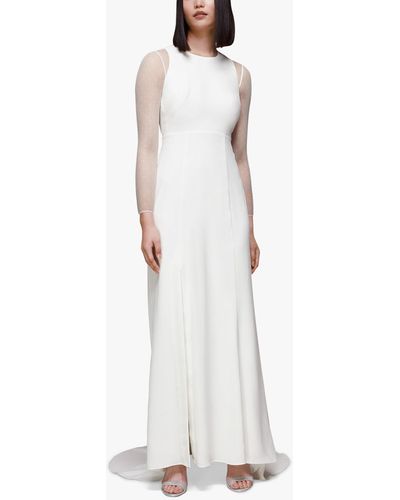 Whistles Cecilia Dobby Sheer Sleeved Wedding Dress - White