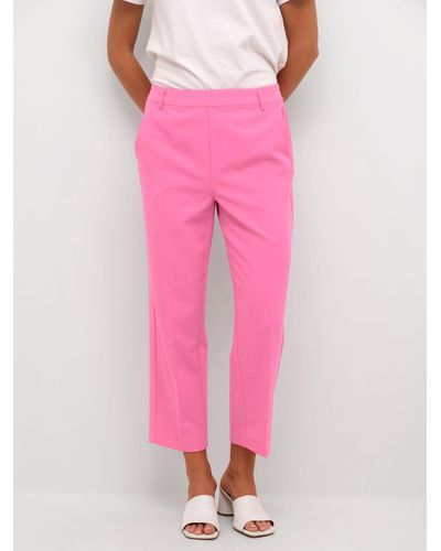 Kaffe Sakura Elastic Waist Cropped Trousers - Pink