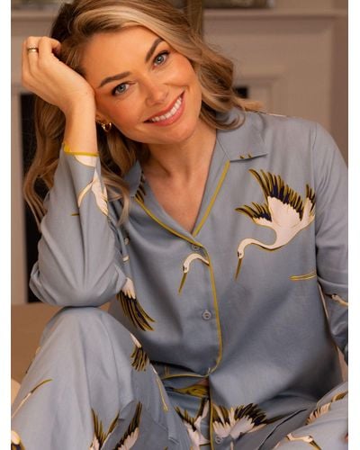 Cyberjammies Piper Crane Print Pyjama Set - Grey