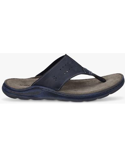 Josef Seibel Maverick 05 Leather Footbed Sandals - Blue
