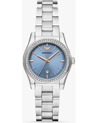 Emporio Armani Ar11593 Sunray Crystal Bracelet Strap Watch - Blue