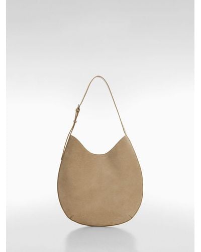 Mango Romeo Leather Shoulder Bag - Natural