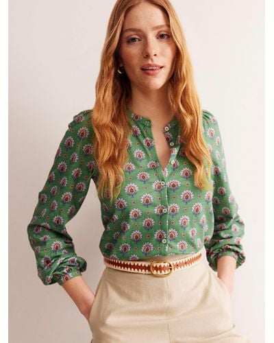 Boden Marina Cotton Jersey Shirt - Green