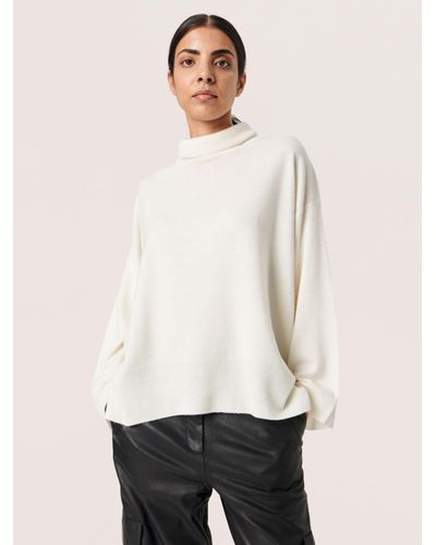 Soaked In Luxury Molina Loose Fit Rollneck Jumper - White