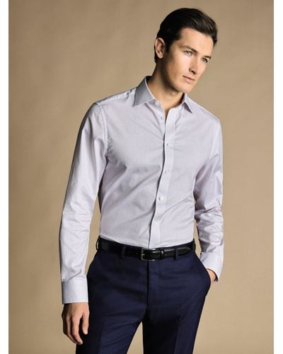 Charles Tyrwhitt Cotton Twill Check Shirt - Blue