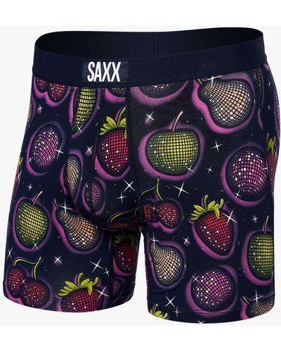 Saxx Underwear Co. Vibe Slim Fit Disco Fruit Print Trunks - Blue