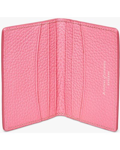 Aspinal of London Double Fold Pebble Leather Credit Card Case - Pink