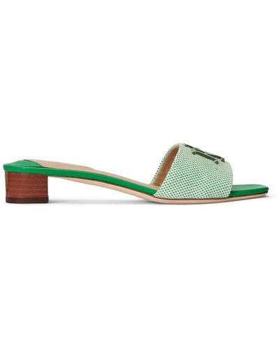 Ralph Lauren Lauren Fay Canvas & Leather Sandals - Green
