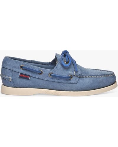 Sebago Portland Flesh Out Leather Boat Shoes - Blue