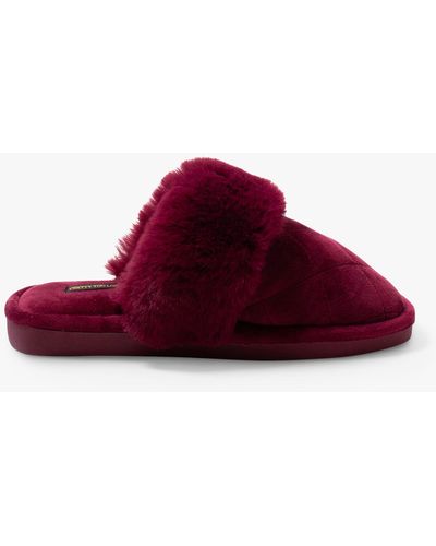 Pretty You London Gigi Quilted Mule Slippers - Red